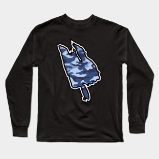 Thetis Island Silhouette in Blue Camouflage Pattern - Army Camo - Thetis Island Long Sleeve T-Shirt